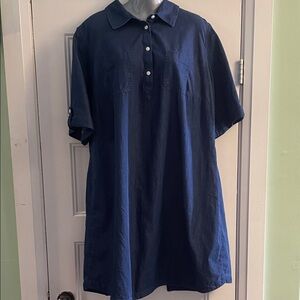 Karen Scott Women's Navy Blue Button Down Shirt